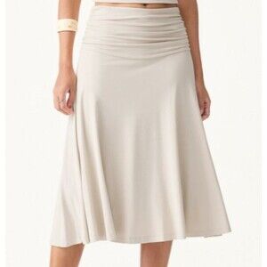 OGL Eco-SkinKiss Soft Stretchy Flowy Side Ruched A-line Midi Skirt Size Small